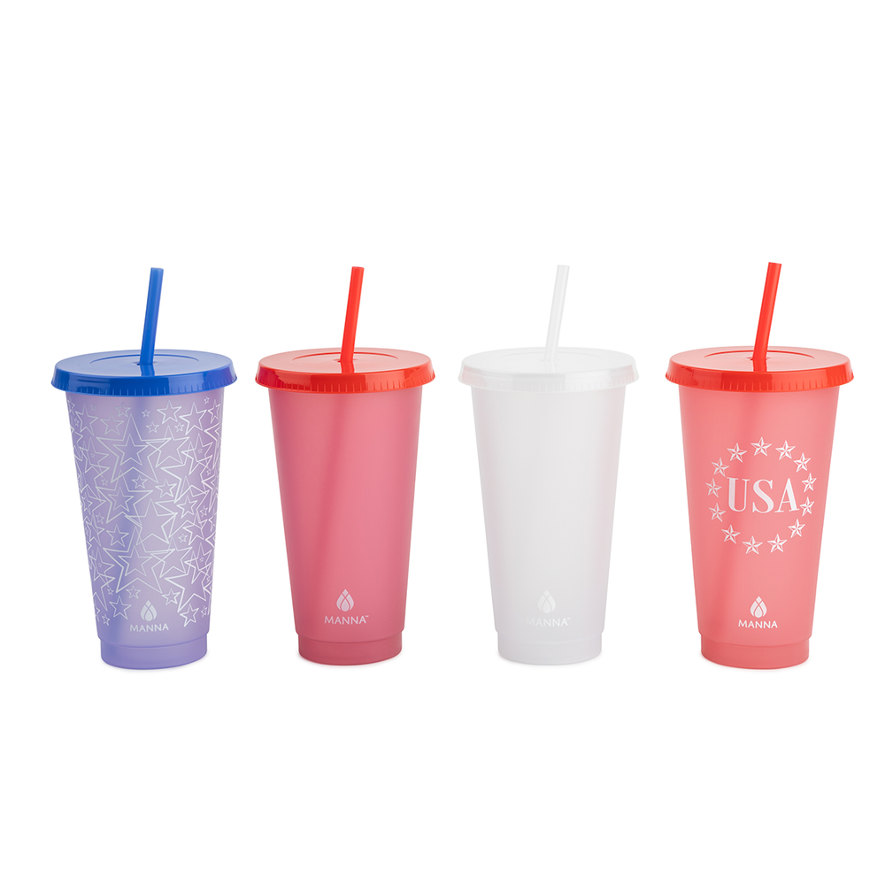 4PK 24 oz Patriotic Color Changing Cups